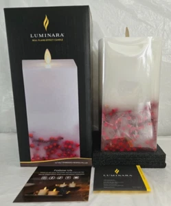 Luminara echte Flammeneffekt Kerze unparfümiert rote Beeren 3,5” x 8,5” Stumpen weiß - Bild 1 von 1