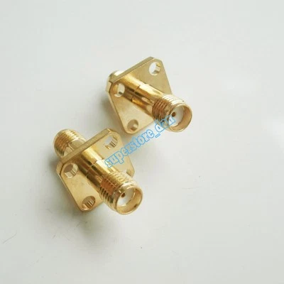SMA female to SMA female jack flange mount in series RF adapter connector - Image 1 of 4