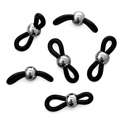 10 Black Silicone Eyeglass Holders 304 Stainless Bead 20x6mm Sunglass Chain Ends - Image 1 of 4