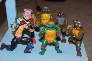 (6) 1988 TMNT Action Figures Playmates Ninja Turtles Shredder Bebop Splinter Don - Picture 1 of 12