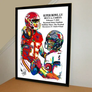 Super Bowl 55 LV Chiefs Buccaneers Football Poster Print Wall Art 18x24 - Picture 1 of 7