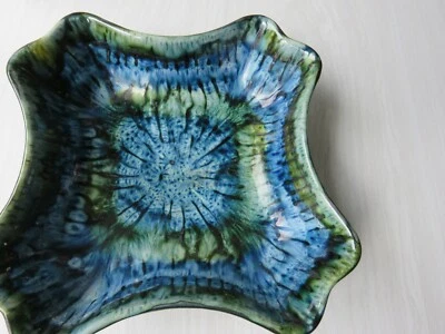 Studio Pottery Portmadoc Welsh Mid Century Modern  Dish Blue & Green 20 cm w - Image 1 of 4