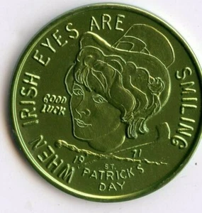Mardi Gras Doubloon Jefferson Parish 1971 verde aluminio - Imagen 1 de 2