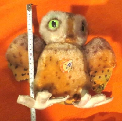 H20cm alte Steiff eule "Wittie" plakette u. knopf fahne SCHNABEL FEHLT sehr hart - Bild 1 von 3