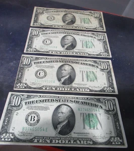 Billete de 10 dólares de la Reserva Federal de 1934, sello verde, moneda antigua de Estados Unidos - Imagen 1 de 4