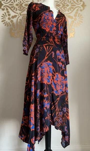 DESIGUAL Floral Statement Midi Dress 12 boho Vintage Style Hippy Chic Hi Lo Hem - Picture 1 of 16