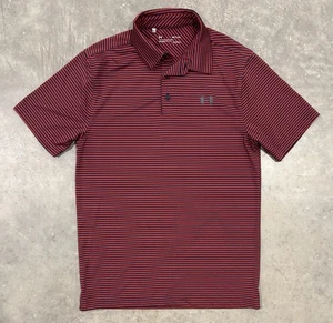 Under Armour Poloshirt Herren S rot blau gestreift HeatGear Loose Golf Performance - Bild 1 von 5