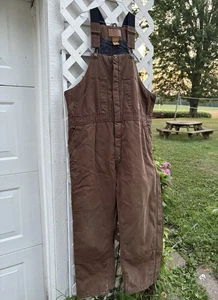 Schmidt Workwear Brown Overalls Quilted Insulated BIB Canvas 2XL Zippers - Picture 1 of 7