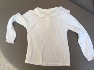 Nuevo con etiquetas Top Picot Florence Eiseman Talla 4t Blanco Rosa Algodón Cosido Foto 1 de 3