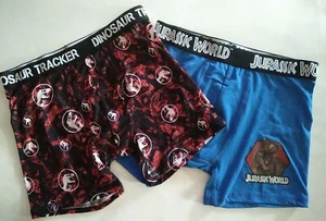 Boys Underoos Jurassic World Athletic Boxer Briefs 2 Pk Dinosaur Stretch Wick - Picture 1 of 7