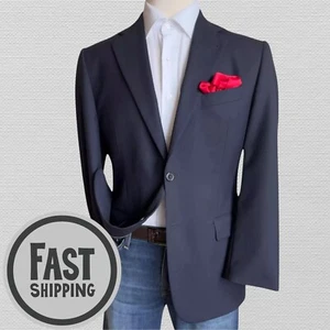 JOSEPH FEISS Mens Navy Blazer 40R WOOL Sport Coat Two Button Jacket - Picture 1 of 12