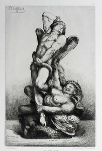 Chifflart 1875 - "Les Liens Du Mal" Familie Original Radierung Etching Cadart - Picture 1 of 4