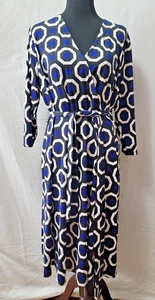 INC International Concepts long Sleeve Dress geometric Faux Wrap Front 16W - Picture 1 of 3