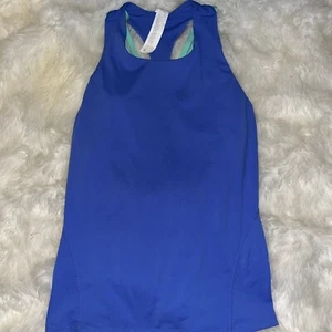 Fabletics Padded Support tank top blue with colorful back size medium - Picture 1 of 5