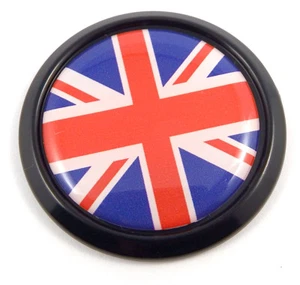 Great Britain British Black Round Flag Car Decal Emblem bumper 3D Sticker 1.85" - Foto 1 di 2