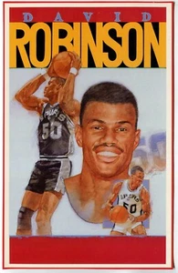 1992 Allan Kaye's Sports Cards cartolina ritratto #14 David Robinson S.A. Spurs - Foto 1 di 2