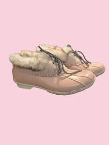 Sperry Top Sider Women’s Sz 6.5 PinkFaux Fur Lined Saltwater 1 Eye Cozy RainBoot - Picture 1 of 7