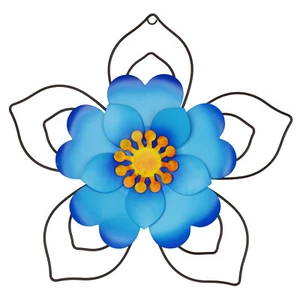 12" Metal Flower Wall Decor, Wall Art Sculpture, Metal Daisy Indoor/Outdoor Blue - Picture 1 of 9