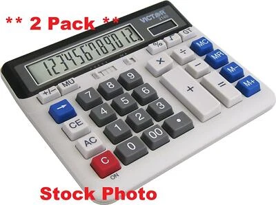 **2 Pack** - Victor 2140 12-Digit Standard Function Desk Calculator, Large Keys - Image 1 of 2