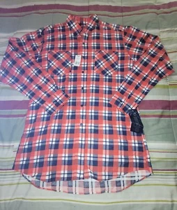 Neu Wrangler rot marineblau kariert Langarm Flanellshirt mit Knopfleiste Größe Lt - Bild 1 von 7