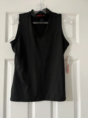 Camiseta sin mangas Hot Kiss para mujer suéter negro cuello falso talla grande Foto 1 de 4