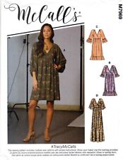 McCall 7969  Loose Fitting Pullover Dress Raised Waist Ruffle XS-XXL Sew Pattern