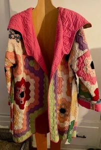 RARE Pristine ‘Black-Eyed Susan Grandmothers Flower Garden’ Cotton Quilt Jacket - Picture 1 of 9