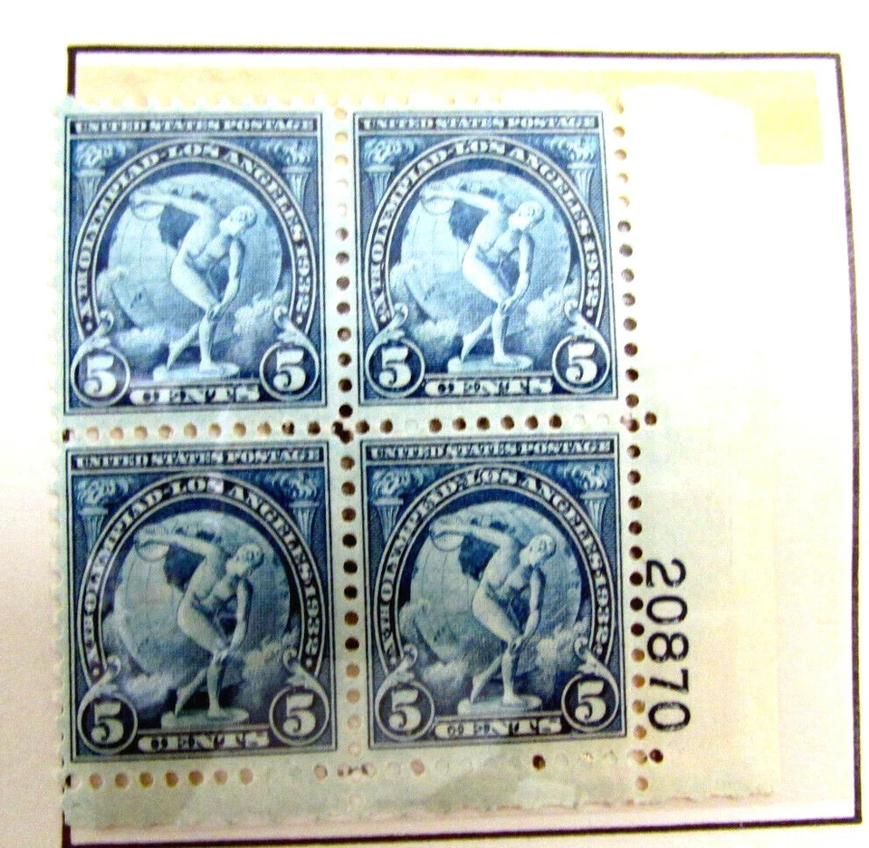 USA Stamps Scott #719 Olympics - Discus Thrower 5 cent Mint Plate Block of 4 - Image 1 of 1