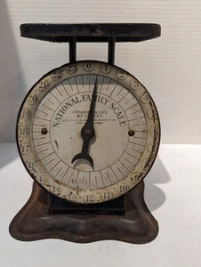 Antique 1912 1913 National Family Scale 24 Pound Black Some Rust - Picture 1 of 13