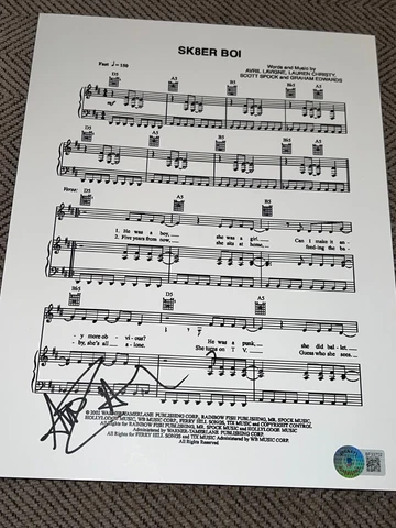 AVRIL LAVIGNE SIGNED AUTOGRAPH SHEET MUSIC SK8ER BOI BECKETT BAS AUTO COA D Cover
