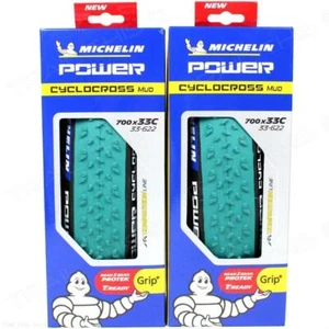 2 Michelin Power Cyclocross 700x33 Mud Tubeless Bike Tires Green/Black Two-pack - Picture 1 of 4