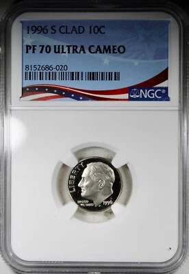 1996-S Proof Roosevelt Dime NGC PR70 ULTRA CAMEO Clad Coin - Image 1 of 2