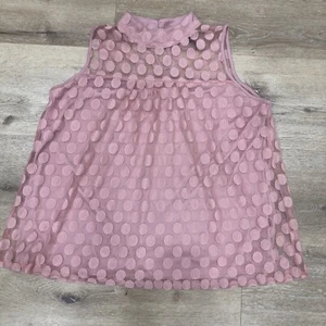 Camicia nuova con etichette foderata in pizzo donna XL rosa finto collo senza maniche scorrevole - Foto 1 di 11