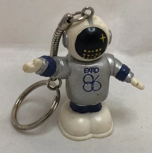 Vtg Expo 86 Ernie Mascot Keychain Advertising Robot Logo Key Ring Fob Expo86 - Picture 1 of 6