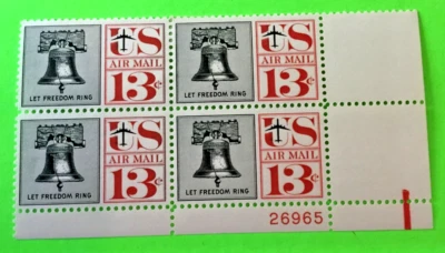 Plate Block of #C62 1961 AIR MAIL US stamps  & LOW ship - Image 1 of 4