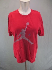 Jordan Air Size M Boys Red Stretch Crew Neck Short Sleeve Athletic T-Shirt 732 - Picture 1 of 7