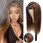 4/27 Highlight Color Straight Headband Wig Honey Blonde Brown Synthetic Natural 