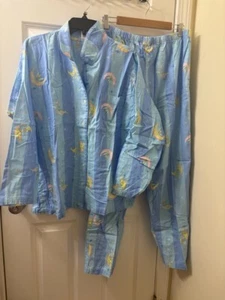 Vintage Disney Tinker Bell MOON Pyjama Set blau (wie besehen) Knopfleiste Langarm XL - Bild 1 von 12