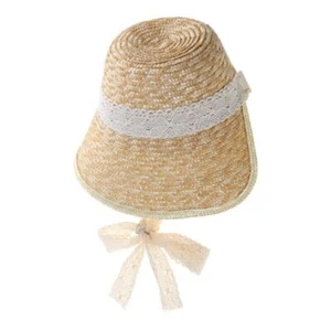 UK Frenchstyle Laceup Hat Bonnet Sun Straw Teens Girl Vintage Headwear - Picture 1 of 10