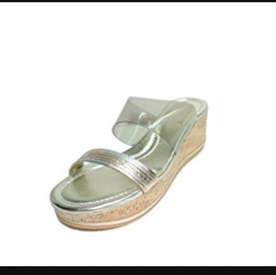 Plataforma de cortiça Donald Pliner Sabrina couro metálico 7,5 N - Imagem 1 de 2