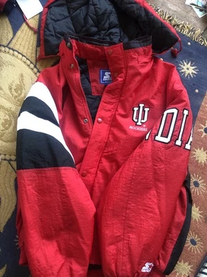 VTG 90s NCAA Starter University Indiana Hoosiers Full Zip Hooded Jacket Sz XL - Image 1 of 4