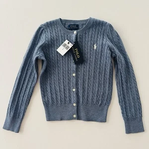 Polo Ralph Lauren Girls 6 Blue Cable Knit Cardigan Sweater NWT - Picture 1 of 4