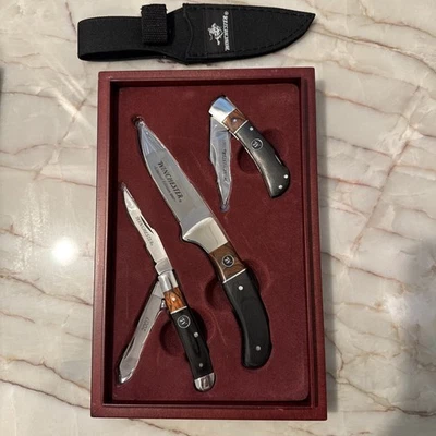 Winchester 2007 Limited Edition Two Tone Wood Inlay Gift 3 Pocket Knife Set NEW - Image 1 of 4