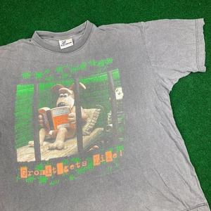 Vintage Wallace And Gromit Hemd Herren XL grau 1989 Gromit Gets Life Faded 80s - Bild 1 von 11