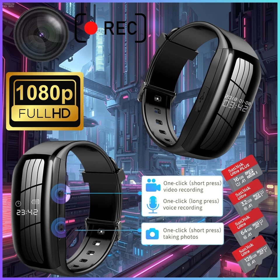 Montre Caméra HD 1080P Multifonction | Audio/Vidéo/Photo | Sauvegarde Auto & OTG - Photo 1/4