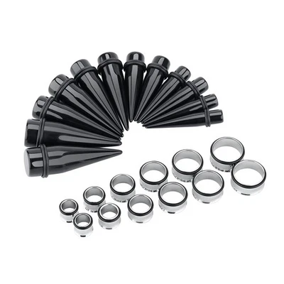 Kit de estiramiento de orejas de 24 piezas 00G-20MM medidores grandes túneles de acero quirúrgico tapones y... Foto 1 de 4