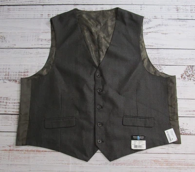 NUEVO CON ETIQUETAS Steve Harvey Edición Celebridad Negro Marrón Caja Botón Traje Chaleco Hombres 50 Largo Foto 1 de 4