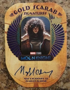 2023 UD Marvel's Moon Knight Gold Scarab Signatures May Calamawy #GSS-SS Auto - Bild 1 von 2