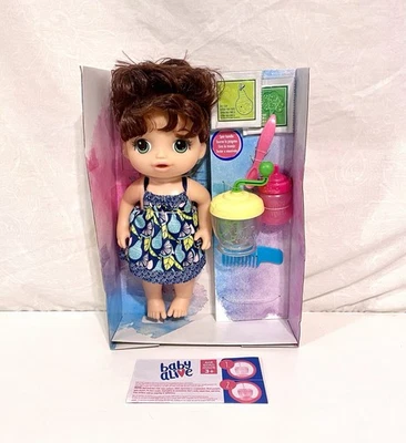 Baby Alive Dulces Cucharadas Niña Muñeca Ojos Verdes Cabello Castaño *Faltan Pañales Foto 1 de 4