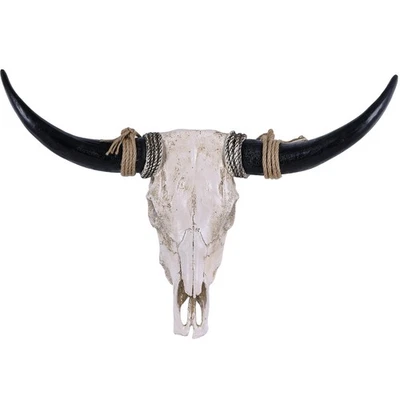 Настенный декор с бычьим черепом — длиннорогие и рулевые рога для деревенского фермерского дома... - Изображение 1 из 4
